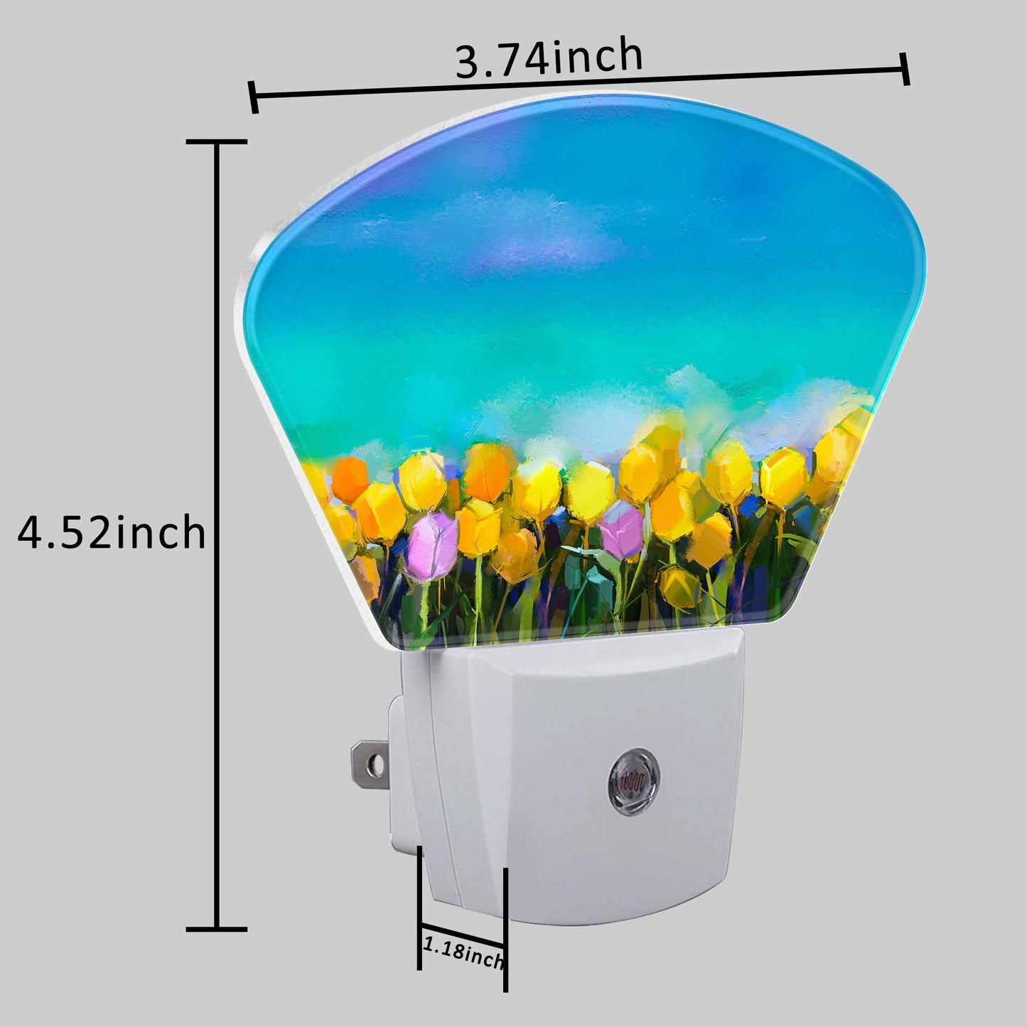 Uiaoiais LED Night Light, Tulips Flowers Oil discomfort-reducingting, Dusk to Dawn Sensor, Plug-in Wall Decor, Model Uia-SHAN-NEWA20