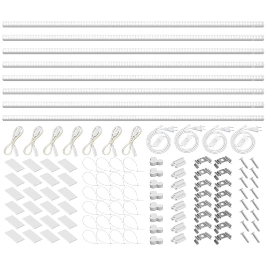 Barrina T5 Grow Lights, 4FT 160W Full Spectrum, Linkable, 5000K, 8 Packs, White Cover, Model ML20