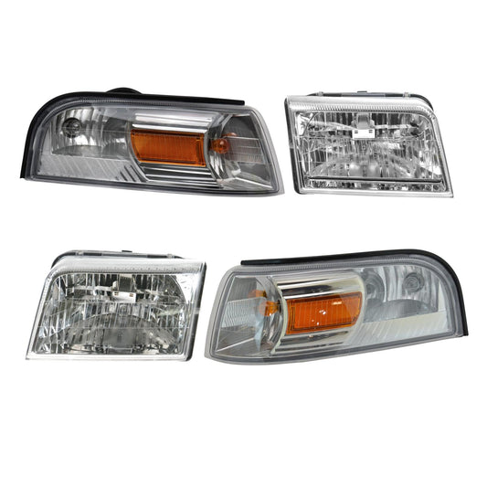 TRQ Headlight and Corner Light Kit for 2006-2011 Mercury Grand Marquis, Model LKA87341, Driver & Passenger Side