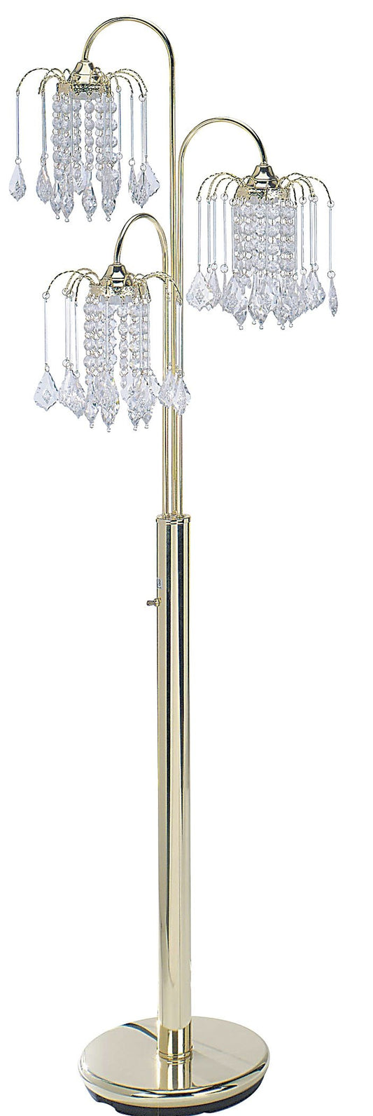 ORE International 6866G Floor Lamp, Metal, Polished Brass, White, 63in x 19in x 19in