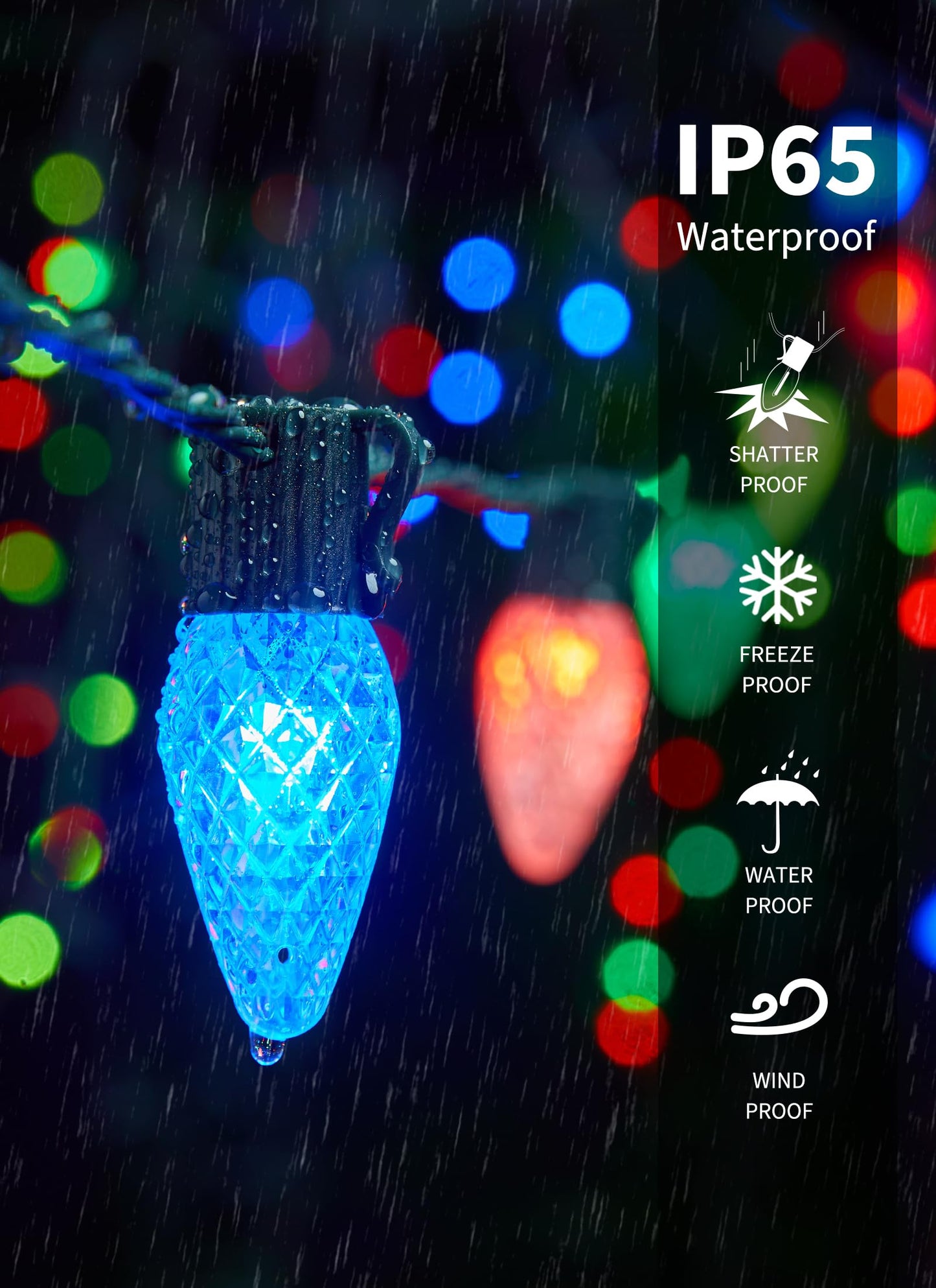 Minetom C9 LED Christmas Lights, 150 RGB Smart Lights, 99 Ft, Waterproof, Music Sync, Model BMSL19